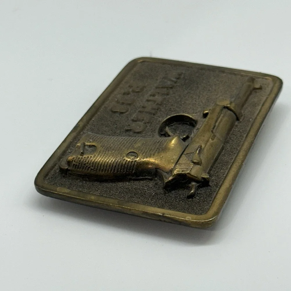 VTG Adezy Denver Brass Walther P.38 Belt Buckle‎ Americana WW2 9mm Memorabilia